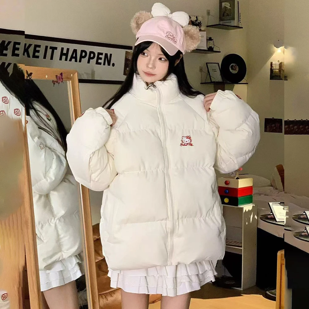 Зимний пуховик в стиле аниме «Hello Kitty» Sanrios, милая утепленная хлопковая одежда с воротником-стойкой, пальто с воротником-стойкой, свободные теплые милые топы для девочек 
Зимний пуховик в стиле аниме «Hello Kitty» Sanrios, милая утепленная хлопковая одежда с воротником-стойкой, пальто с воротником-стойкой, свободные теплые милые топы для девочек