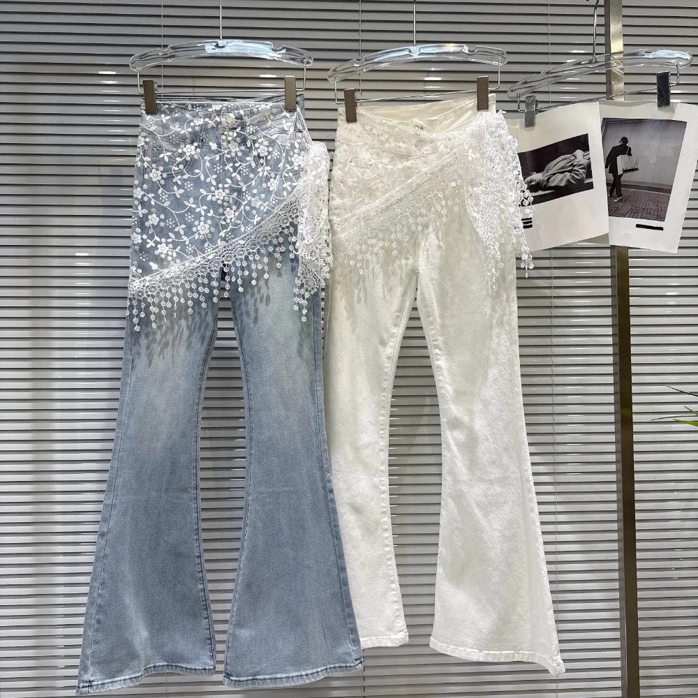 2026 Spring New Arrival: Trendy Hot Girl Fringe Lace Embroidered Bootcut Jeans for Women, Skinny Jeans, White Denim Pants
2026 Spring New Arrival: Trendy Hot Girl Fringe Lace Embroidered Bootcut Jeans for Women, Skinny Jeans, White Denim Pants