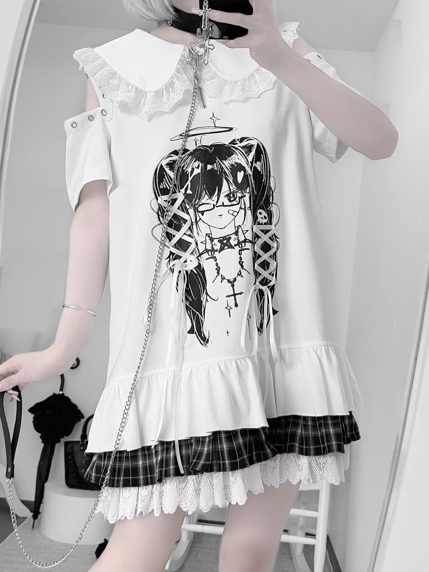 Summer 2026 Japanese Original Subculture Y2k Print Off-the-shoulder Strap Dress Girl Sweet Cool Wear Loose Crew Neck Lace Dress
Summer 2026 Japanese Original Subculture Y2k Print Off-the-shoulder Strap Dress Girl Sweet Cool Wear Loose Crew Neck Lace Dress