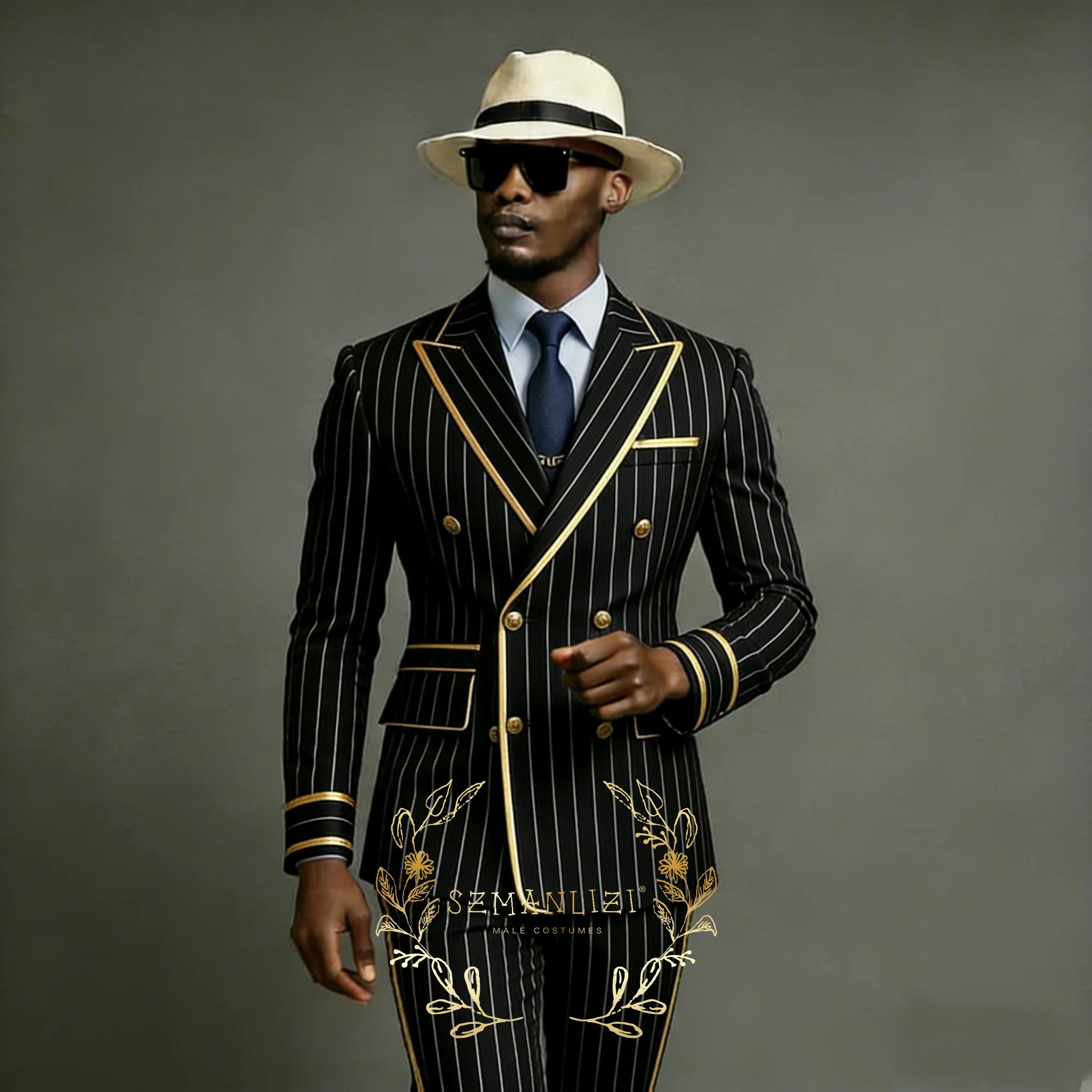 Luxury Men's Suit Black Striped Double Breasted Jacket Pants Formal Groom Tuxedos men suits wedding prom Male Dress Outfit
Luxury Men's Suit Black Striped Double Breasted Jacket Pants Formal Groom Tuxedos men suits wedding prom Male Dress Outfit