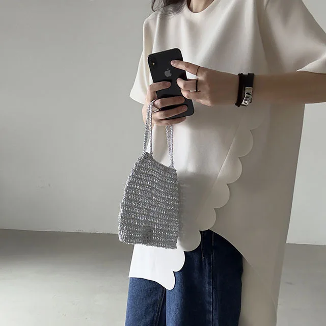 2Colors 2025 Summer korean style Irregular Short Sleeve Loose t-shirt Womens Cropped tops Tees shirt femme (W10906
2Colors 2025 Summer korean style Irregular Short Sleeve Loose t-shirt Womens Cropped tops Tees shirt femme (W10906