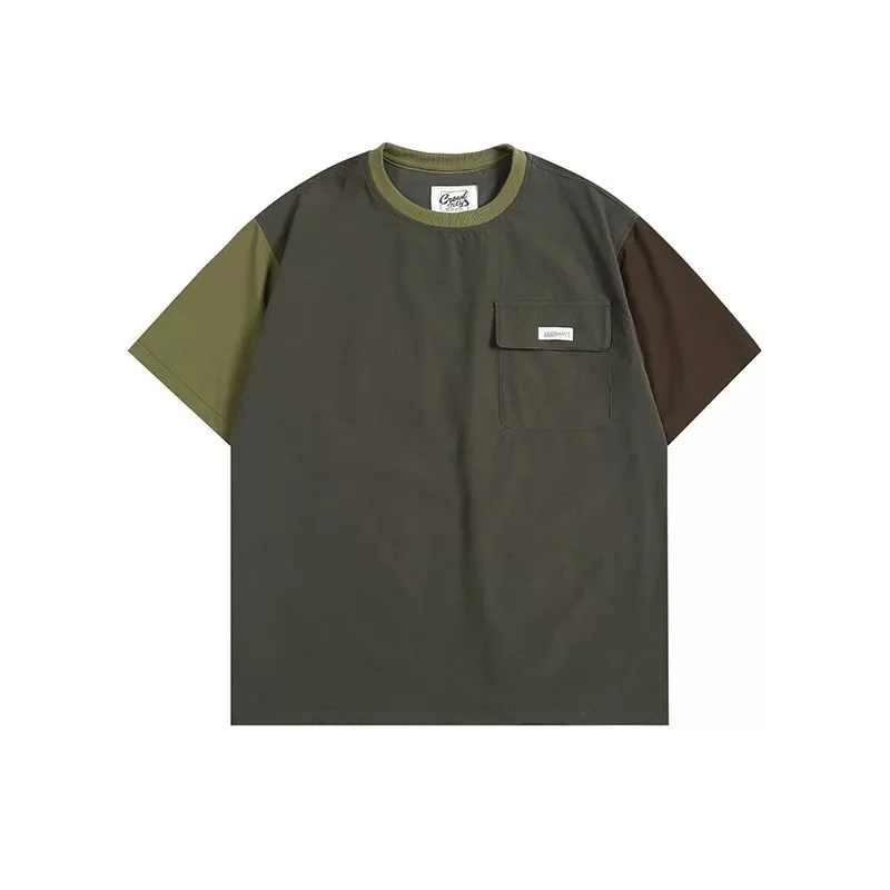 Japanese Retro Color Blocked Raglan Pocket Short Sleeved T-shirt for Men Trendy Round Neck Loose Tees
Japanese Retro Color Blocked Raglan Pocket Short Sleeved T-shirt for Men Trendy Round Neck Loose Tees
