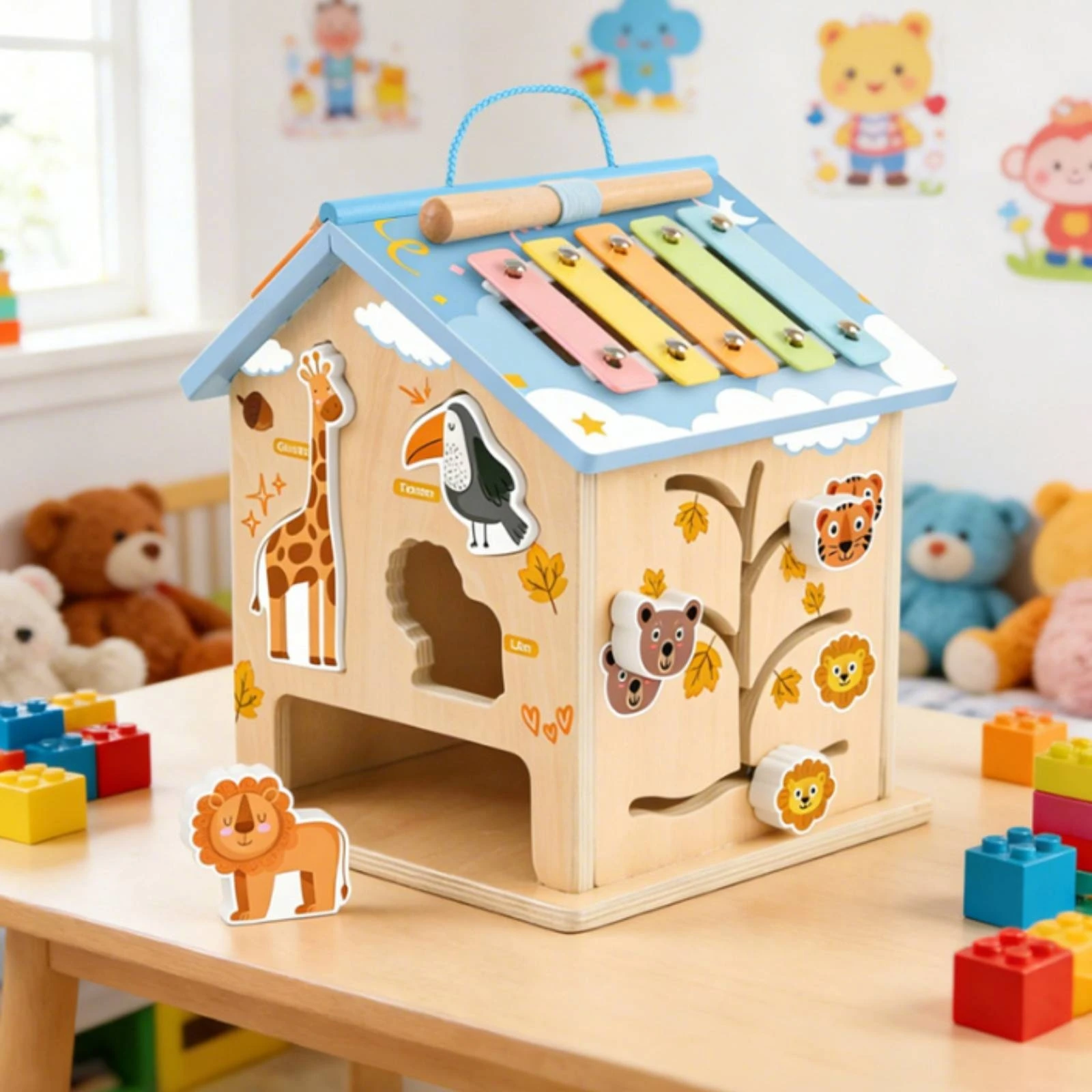 Toy House with Xylophone Wooden Busy House Busy Box Fine Motor Interactive for Toddlers, Playroom, Nursery
Toy House with Xylophone Wooden Busy House Busy Box Fine Motor Interactive for Toddlers, Playroom, Nursery