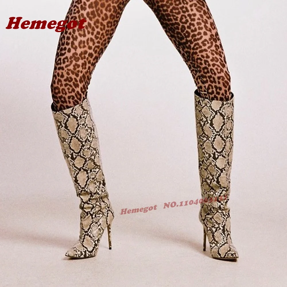 Snakeskin Stiletto Heels Knee High Boots Pointy Toe Slip On Women's Long Boots Winter Leather Luxury Runway Shoes Sexy 2026 New
Snakeskin Stiletto Heels Knee High Boots Pointy Toe Slip On Women's Long Boots Winter Leather Luxury Runway Shoes Sexy 2026 New