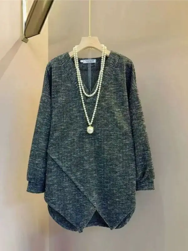 plus Size Faionable Color V-Ne Long Sve T-irt Loose Bot Asymmetrical Base Layer Top for Autumn Season
plus Size Faionable Color V-Ne Long Sve T-irt Loose Bot Asymmetrical Base Layer Top for Autumn Season