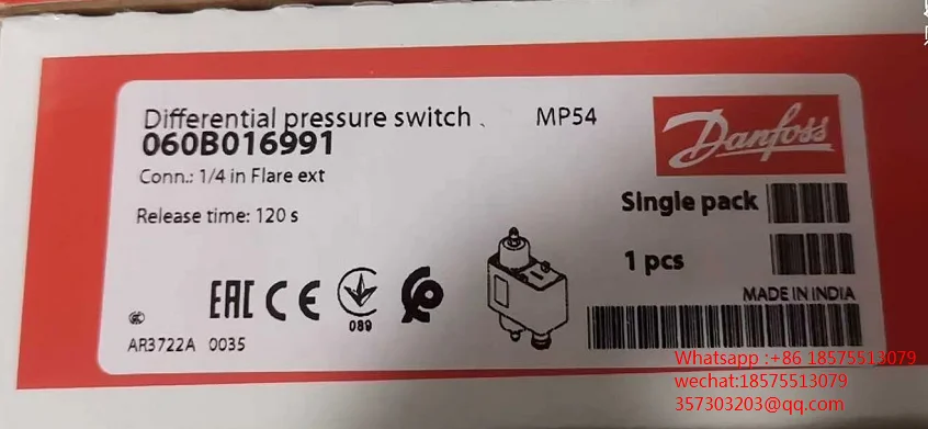 New Danfoss MP54 060B016991 Differential Pressure Controller Danfoss Oil Differential Pressure Controller Switch
New Danfoss MP54 060B016991 Differential Pressure Controller Danfoss Oil Differential Pressure Controller Switch