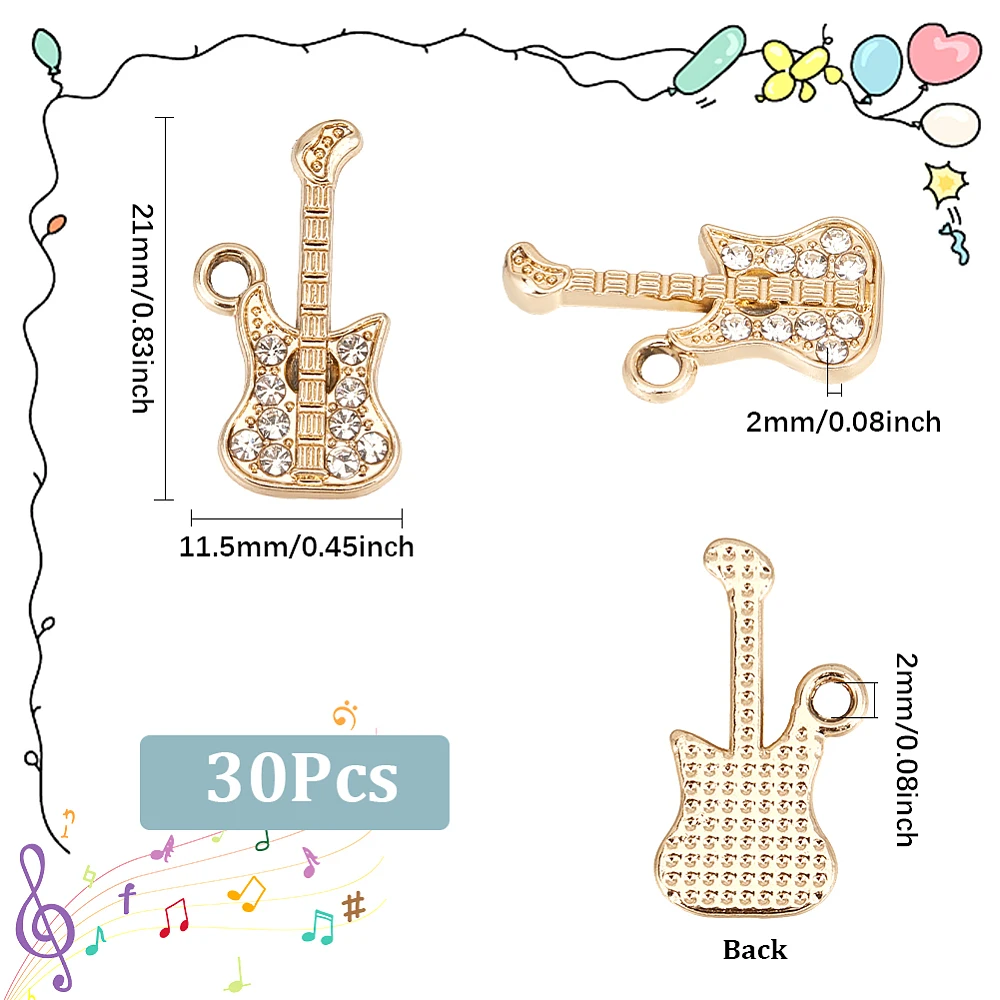 30Pcs Alloy Pendants with Rhinestone Guitar Charms Golden 21x11.5x2mm Hole: 2mm
30Pcs Alloy Pendants with Rhinestone Guitar Charms Golden 21x11.5x2mm Hole: 2mm