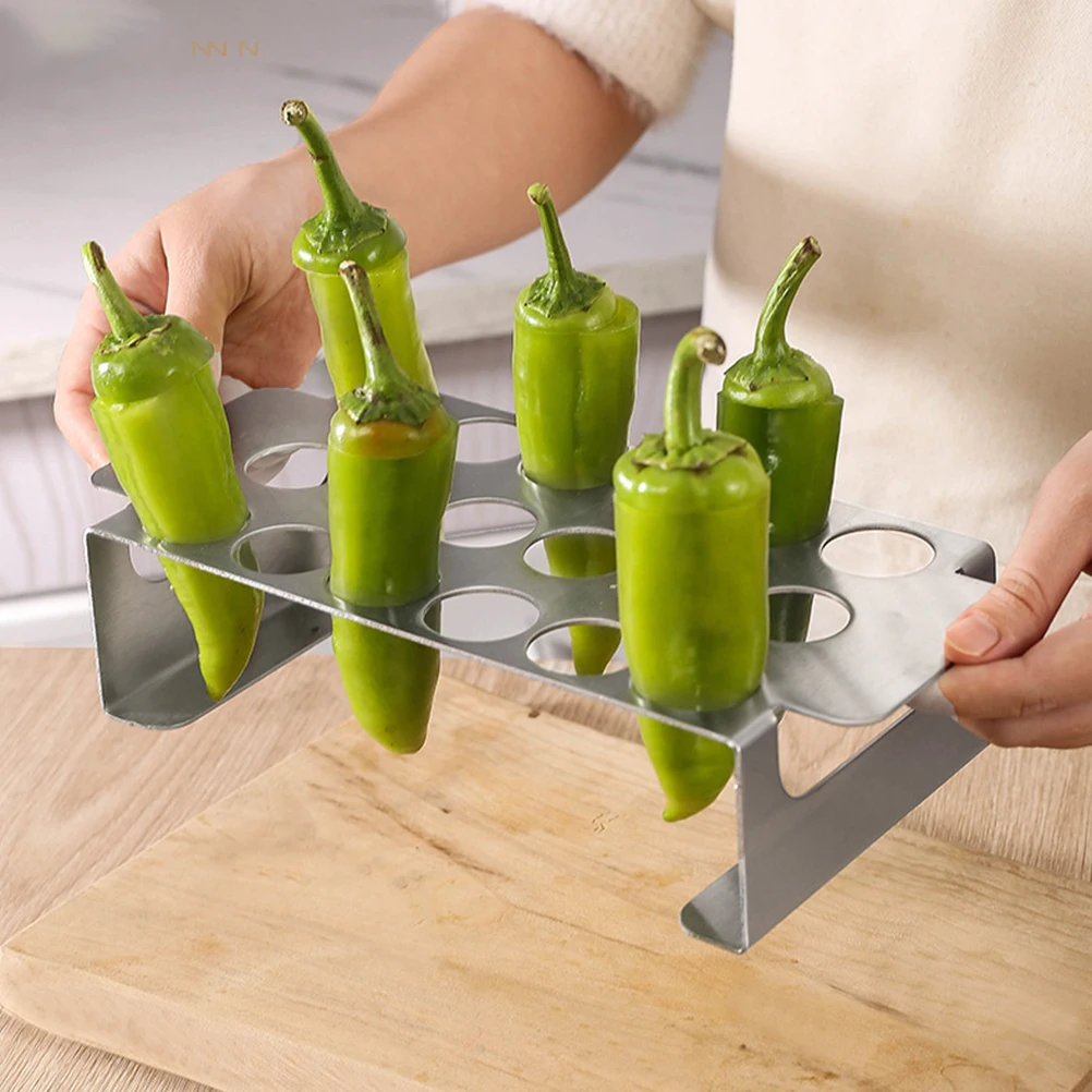 Stainless Steel Chili Rack Core Knife BBQ Tools Kitchen Assistant Pepper Grill Holder Chicken Leg Roaster Jalapeno Barbecue Tool
Stainless Steel Chili Rack Core Knife BBQ Tools Kitchen Assistant Pepper Grill Holder Chicken Leg Roaster Jalapeno Barbecue Tool