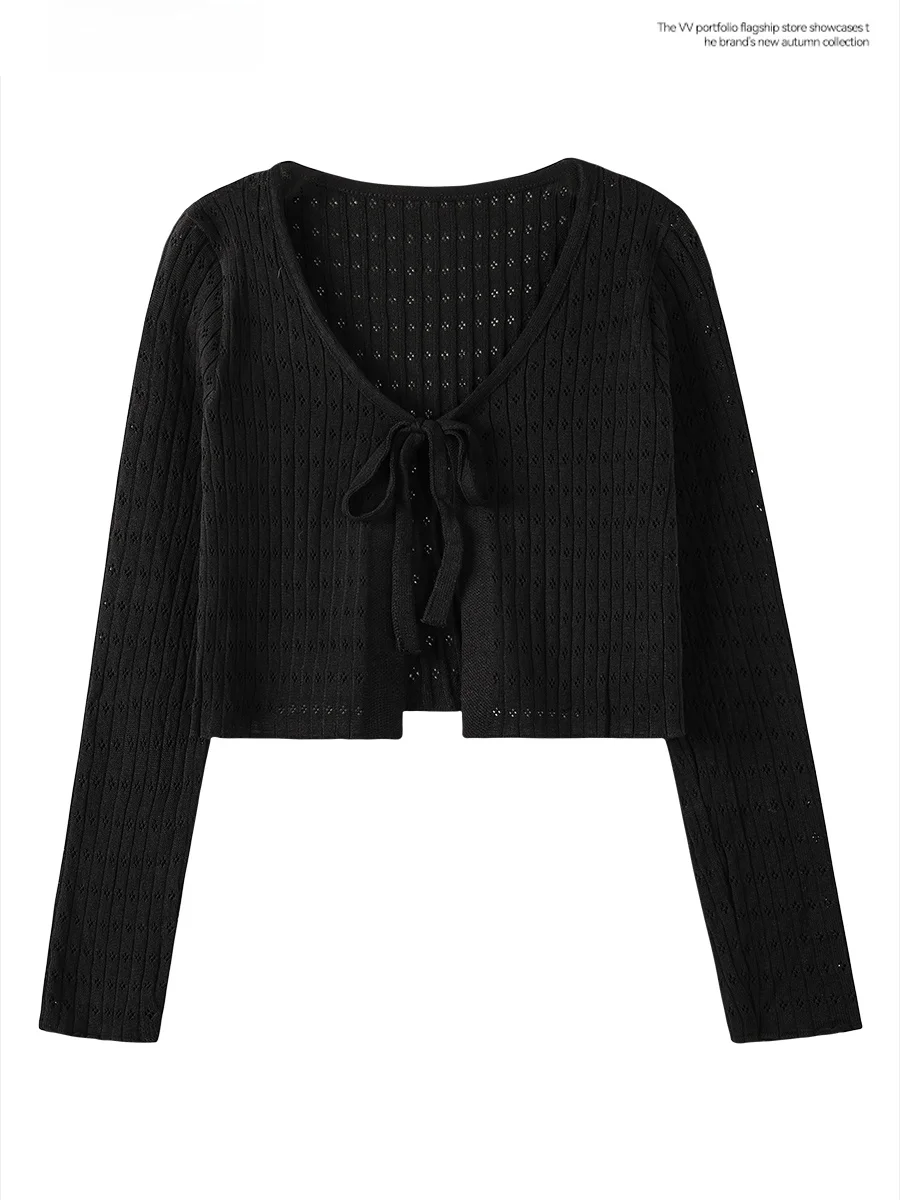 Chic V-neck Knitted Cardigan Belted Short Sleeveless Outerwear Women's Pure Desire Black Top Spring Commute Style Regular Sleeve
Chic V-neck Knitted Cardigan Belted Short Sleeveless Outerwear Women's Pure Desire Black Top Spring Commute Style Regular Sleeve