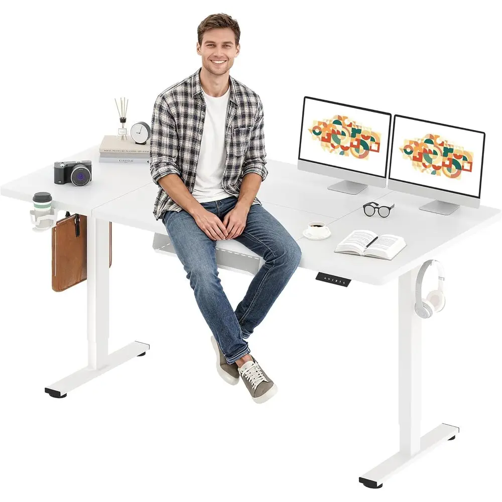 Large 71x32 Inch Adjustable Height Sit-Stand Desk, Spacious Work Surface for Home Office, Ergonomic Computer Desk, White
Large 71x32 Inch Adjustable Height Sit-Stand Desk, Spacious Work Surface for Home Office, Ergonomic Computer Desk, White