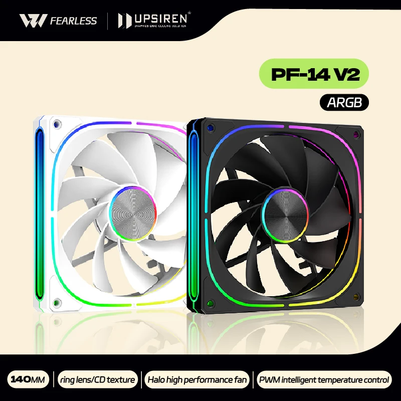 UPSIREN PF-14 V2 14CM ARGB Performance Chassis Fan Hydraulic Bearing 5V-3PIN 4PIN PWM 9 blades ring lens/CD texture 600-1600RPM
UPSIREN PF-14 V2 14CM ARGB Performance Chassis Fan Hydraulic Bearing 5V-3PIN 4PIN PWM 9 blades ring lens/CD texture 600-1600RPM