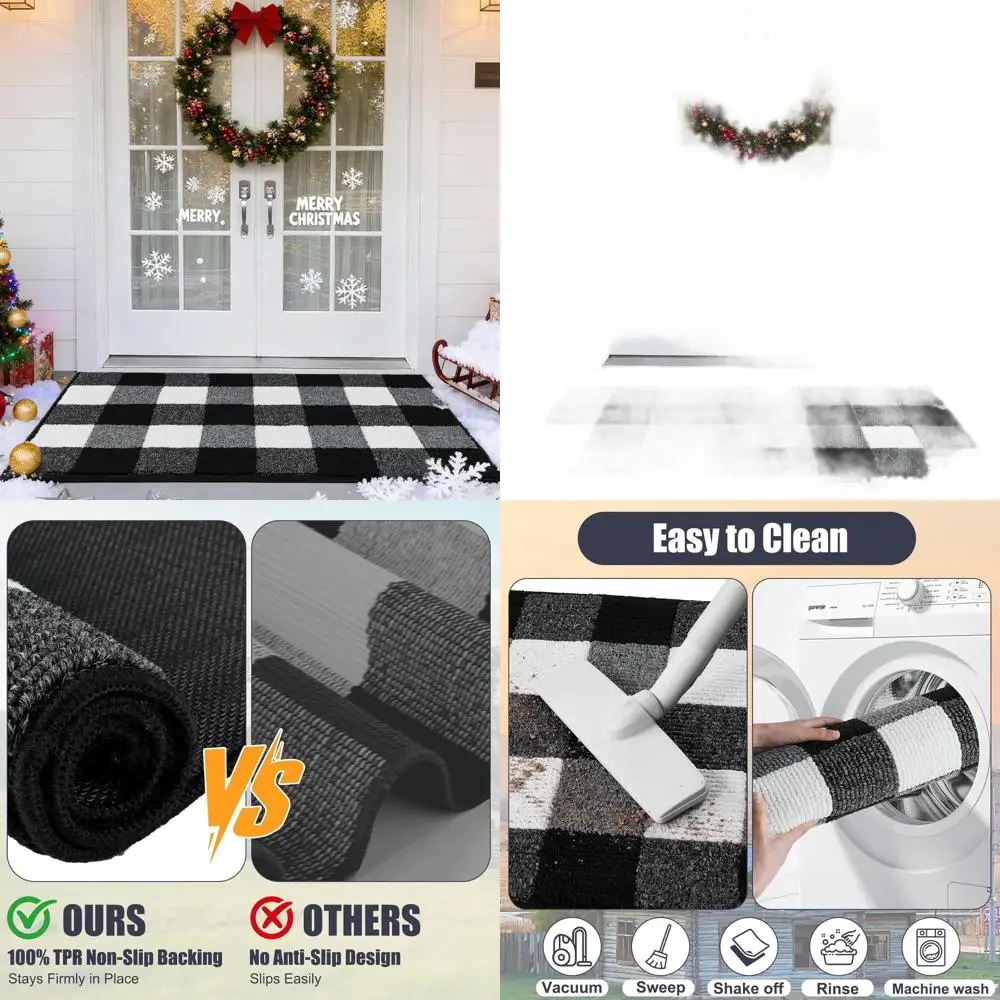 Черно-белый клетчатый уличный коврик 36x59 с резиновой нескользящей подложкой, моющийся и впитывающий, идеально подходит для прихожей, дверного коврика,
Черно-белый клетчатый уличный коврик 36x59 с резиновой нескользящей подложкой, моющийся и впитывающий, идеально подходит для прихожей, дверного коврика,