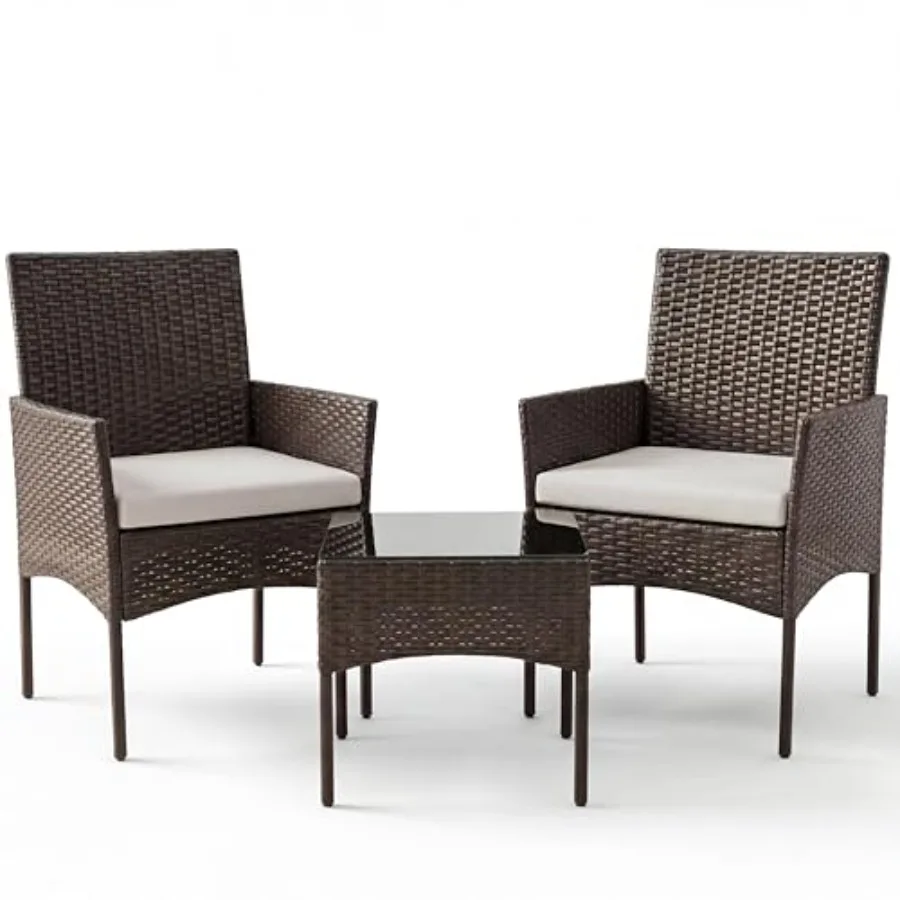 3 Piece Patio Furniture Set All-Weather Outdoor Conversation Set with Removable Cushions Tempered Glass Table for Balcony Porch
3 Piece Patio Furniture Set All-Weather Outdoor Conversation Set with Removable Cushions Tempered Glass Table for Balcony Porch