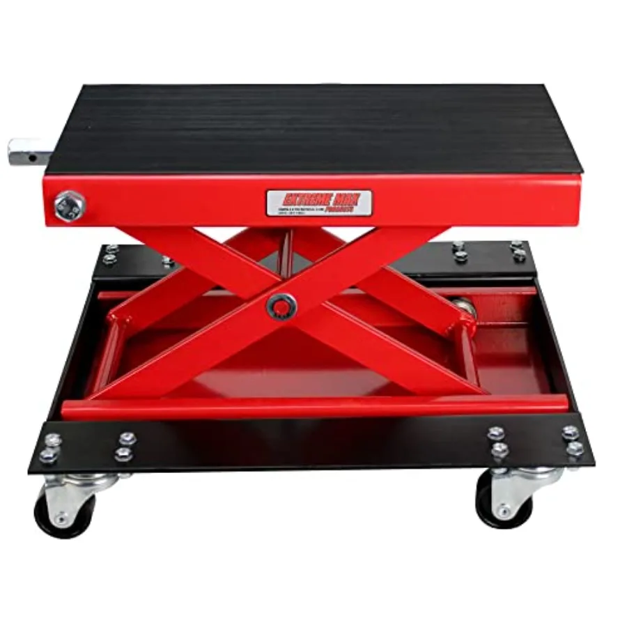Wide Motorcycle Scissor Jack with Dolly for 1100 lbs - Steel Black Heavy Duty Support for Garage and Roadside Use
Wide Motorcycle Scissor Jack with Dolly for 1100 lbs - Steel Black Heavy Duty Support for Garage and Roadside Use