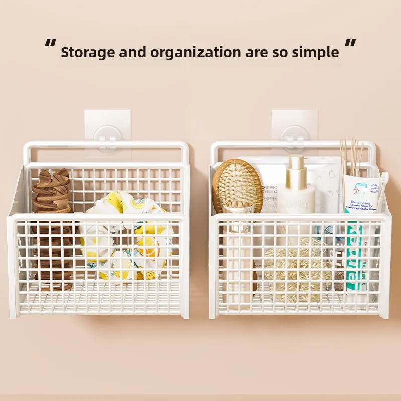 Hanging Basket Storage Rack Multi-Functional Kitchen Bathroom Bathroom Hanging Shelf Dormitory Storage Magic Metal Material