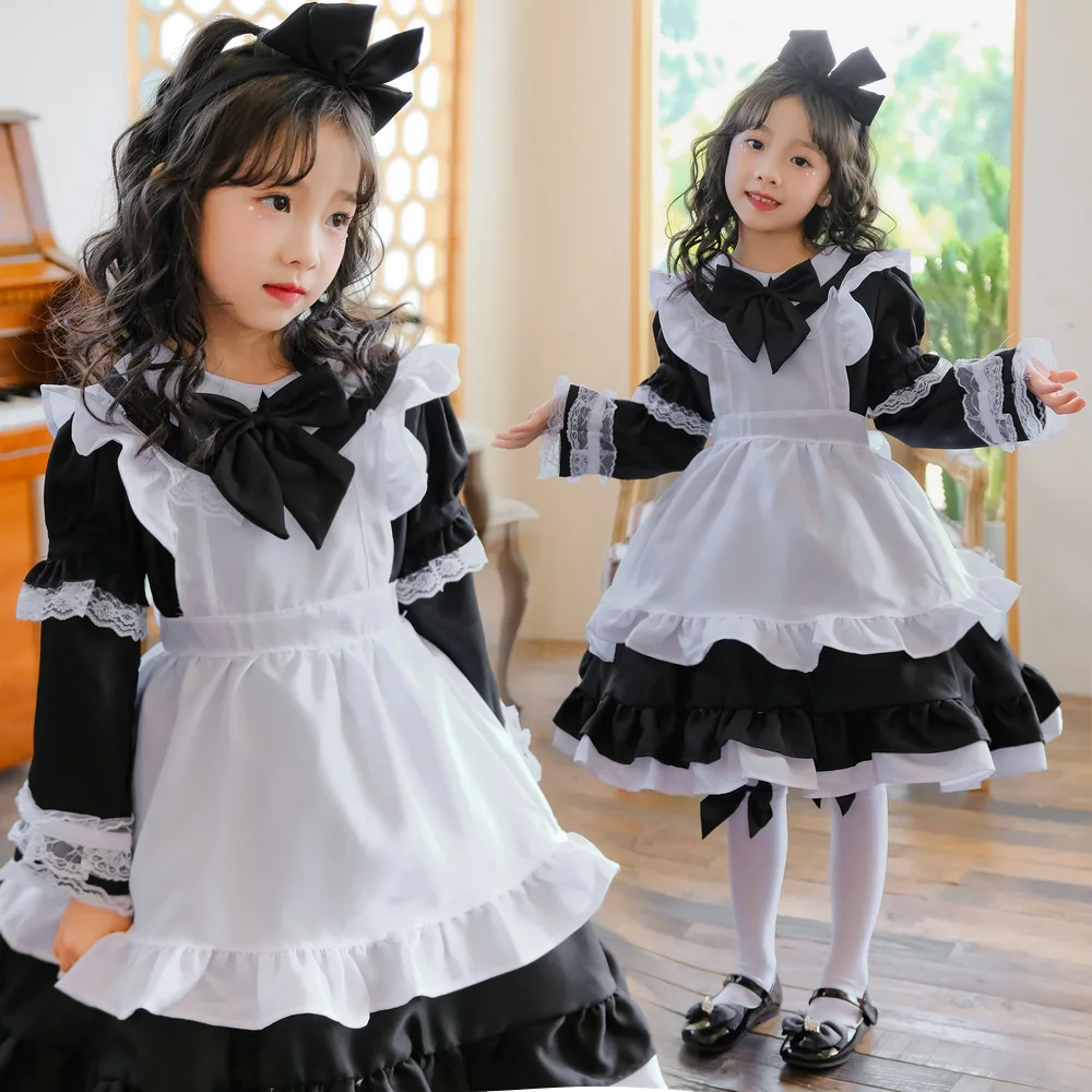 Японский черный костюм горничной Алисы в стране чудес, платье принцессы на Хэллоуин для детей и девочек, наряд для выступлений
Японский черный костюм горничной Алисы в стране чудес, платье принцессы на Хэллоуин для детей и девочек, наряд для выступлений
