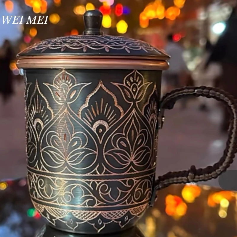 Pattern Random Vintage Pure Copper Mug,With lid Beer Cup,Handcrafted Carving Unique Flower Texture Art Gift Coffee Mug Tableware
Pattern Random Vintage Pure Copper Mug,With lid Beer Cup,Handcrafted Carving Unique Flower Texture Art Gift Coffee Mug Tableware