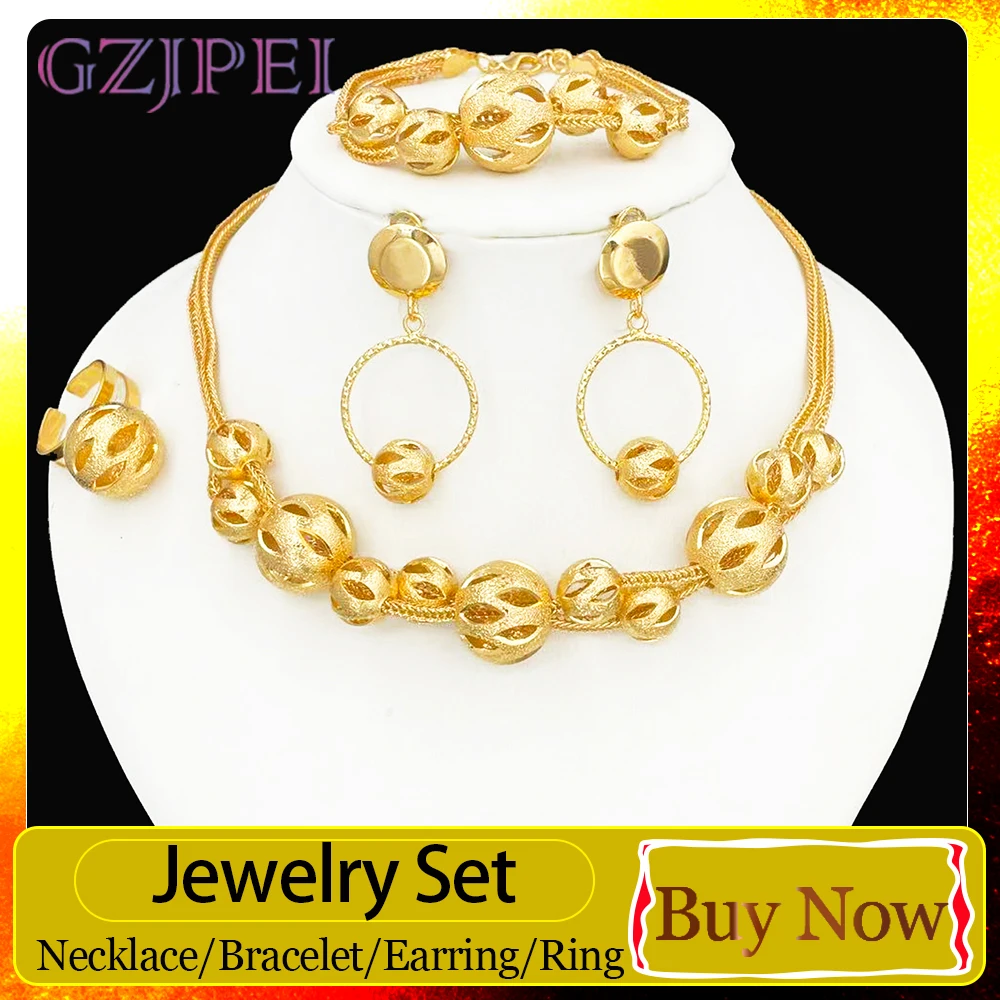 GZJPEI 4 Pcs/Set Dubai 18K Gold Color Hollow Beads Jewelry Set Boho Nigerian Bridal Gift Multi-layer Wedding Party Jewelry 2026
GZJPEI 4 Pcs/Set Dubai 18K Gold Color Hollow Beads Jewelry Set Boho Nigerian Bridal Gift Multi-layer Wedding Party Jewelry 2026