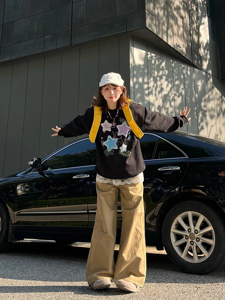 Свободный женский свитшот в стиле ретро с американской мультяшной звездой Ne Fce на подкладке, осень-зима, универсальный маленький размер
Свободный женский свитшот в стиле ретро с американской мультяшной звездой Ne Fce на подкладке, осень-зима, универсальный маленький размер