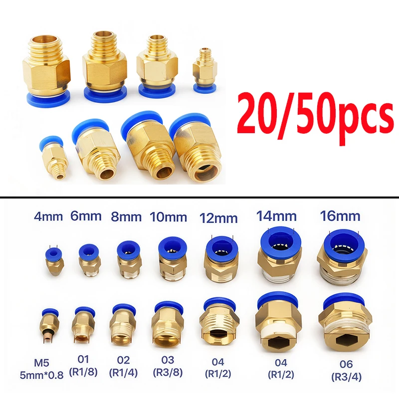 20/50PCS Pneumatic Quick Connectors PC Series 6mm 8mm 10mm 12mm OD Hose Tube 1/8" 1/4" 3/8" 1/2" Threads Air Connectivity
20/50PCS Pneumatic Quick Connectors PC Series 6mm 8mm 10mm 12mm OD Hose Tube 1/8" 1/4" 3/8" 1/2" Threads Air Connectivity