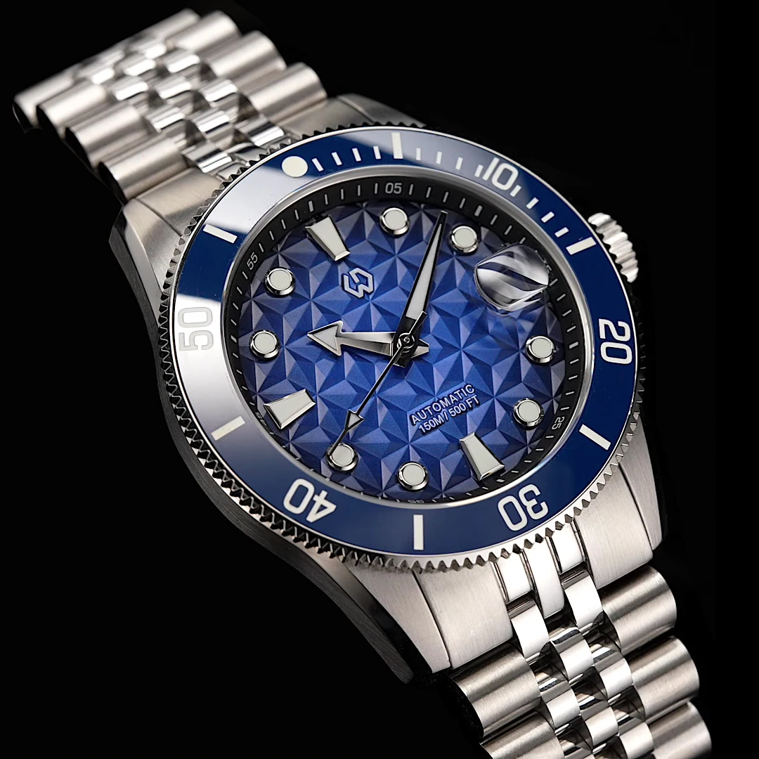 PT5000 Men's Mechanical Classic Style Ceramic Bezel 150 Depth Waterproof Advanced Diving Watch+Rubber Strap
PT5000 Men's Mechanical Classic Style Ceramic Bezel 150 Depth Waterproof Advanced Diving Watch+Rubber Strap
