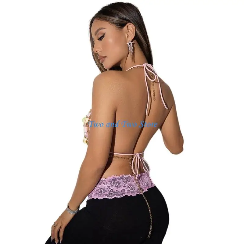 HX6F Colorful Charms Halterneck Backless Bra Festival Metal Chain Bralette for Women
HX6F Colorful Charms Halterneck Backless Bra Festival Metal Chain Bralette for Women