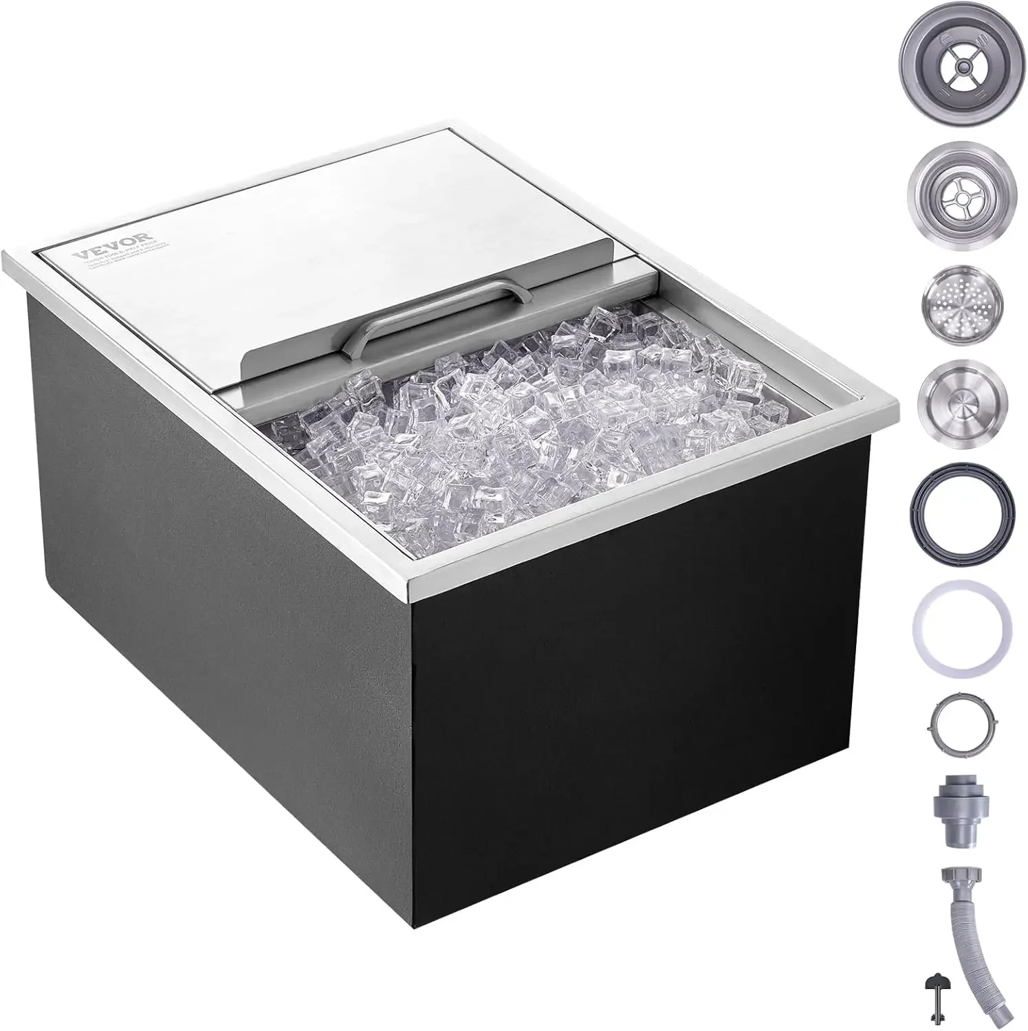 Drop in Ice Chest, 24"L x 18"W x 13"H Stainless Steel Ice Cooler, Commercial Ice Bin with Sliding Cover, 40.9 qt Outdoor Kitchen
Drop in Ice Chest, 24"L x 18"W x 13"H Stainless Steel Ice Cooler, Commercial Ice Bin with Sliding Cover, 40.9 qt Outdoor Kitchen