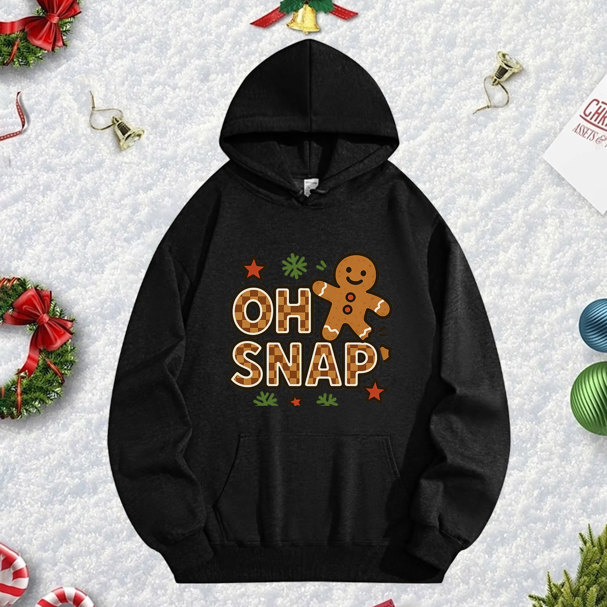 OH SNAP Christmas 270G Черная толстовка унисекс, уютный флисовый пуловер для зимы, рождественского и новогоднего праздничного наряда
OH SNAP Christmas 270G Черная толстовка унисекс, уютный флисовый пуловер для зимы, рождественского и новогоднего праздничного наряда