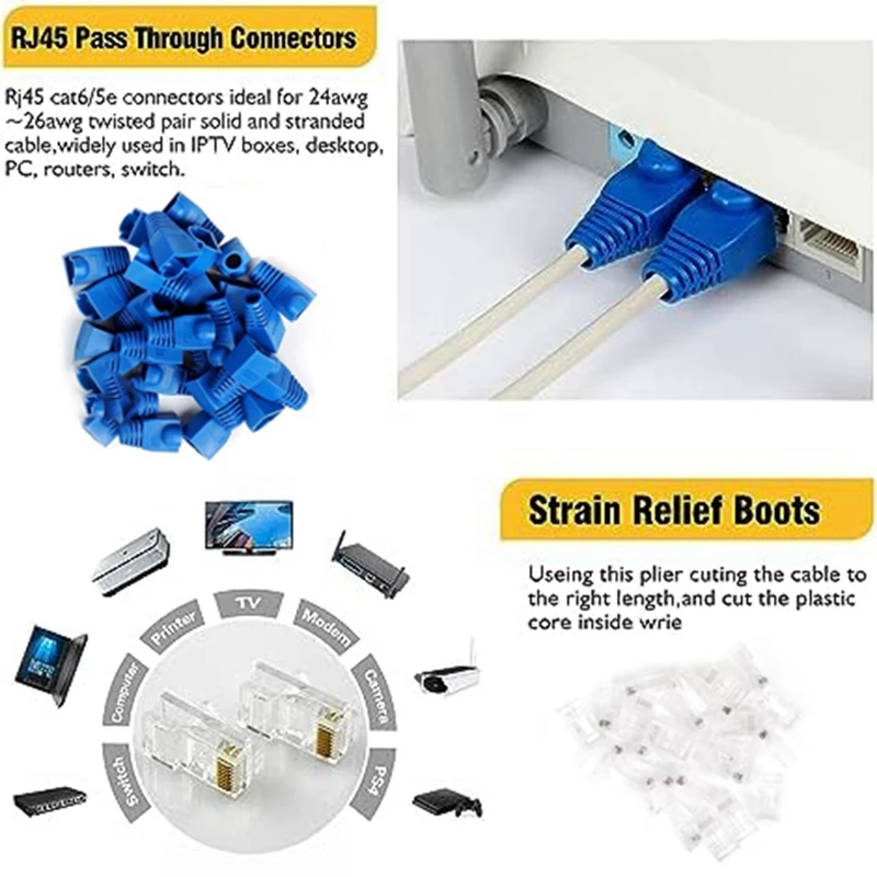 A10G-RJ45 Crimp Tool Kit,Network Cat5 Cat6 Cat7 Crimping Tool Repair Kit With Cable Tester, Mini Stripper, Blades,Connectors
A10G-RJ45 Crimp Tool Kit,Network Cat5 Cat6 Cat7 Crimping Tool Repair Kit With Cable Tester, Mini Stripper, Blades,Connectors