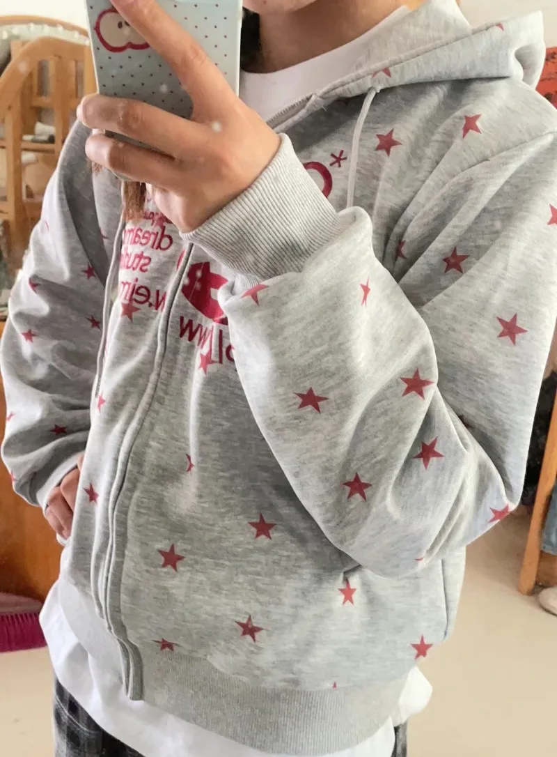 American Retro Star Print Zipper Hooded Jackets Women Spring Autumn New Unisex Loose Casual Y2k Letter Embroidery Zip Up Hoodie
American Retro Star Print Zipper Hooded Jackets Women Spring Autumn New Unisex Loose Casual Y2k Letter Embroidery Zip Up Hoodie