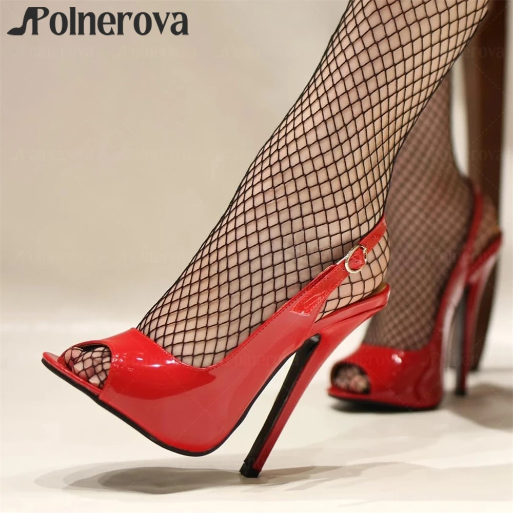 14cm Peep Toe Slingback Pumps Sexy Red Leather Fetish High Heels Custom Color Large Size Extremely High Heel Stilettos for Women 
14cm Peep Toe Slingback Pumps Sexy Red Leather Fetish High Heels Custom Color Large Size Extremely High Heel Stilettos for Women