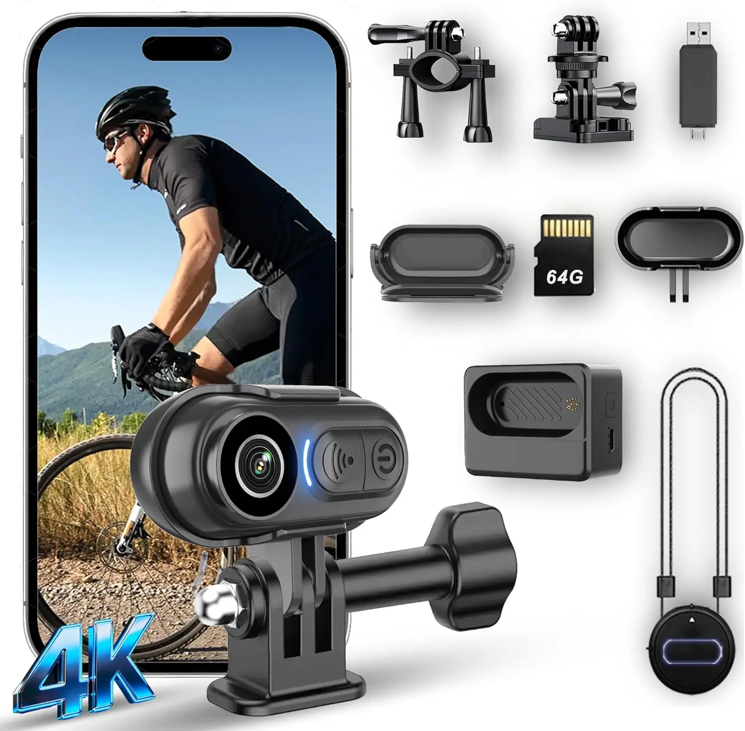 4K Waterproof Action Camera with Stabilization, 64GB, Hands-Free Wearable for Cycling Vlog Travel
4K Waterproof Action Camera with Stabilization, 64GB, Hands-Free Wearable for Cycling Vlog Travel
