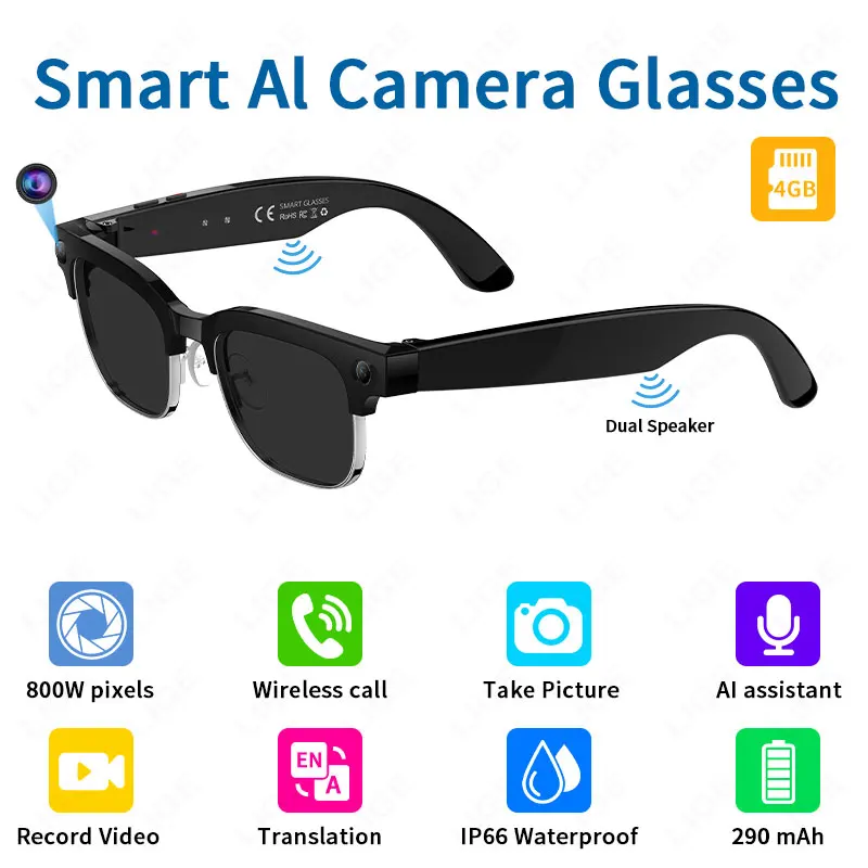 AI Photography Video Smart Glasses Intelligent Interactive Translation Smart Sunglasses with 800W Camera for Google Glasses Men
AI Photography Video Smart Glasses Intelligent Interactive Translation Smart Sunglasses with 800W Camera for Google Glasses Men