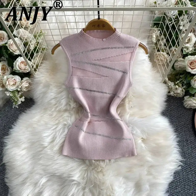 ANJY Summer New Women Elegant Fashion Sexy Mesh Patchwork Knitted Sleeveless Tank Top Stylish Daimonds Ins Tide Slim Vest A23273
ANJY Summer New Women Elegant Fashion Sexy Mesh Patchwork Knitted Sleeveless Tank Top Stylish Daimonds Ins Tide Slim Vest A23273