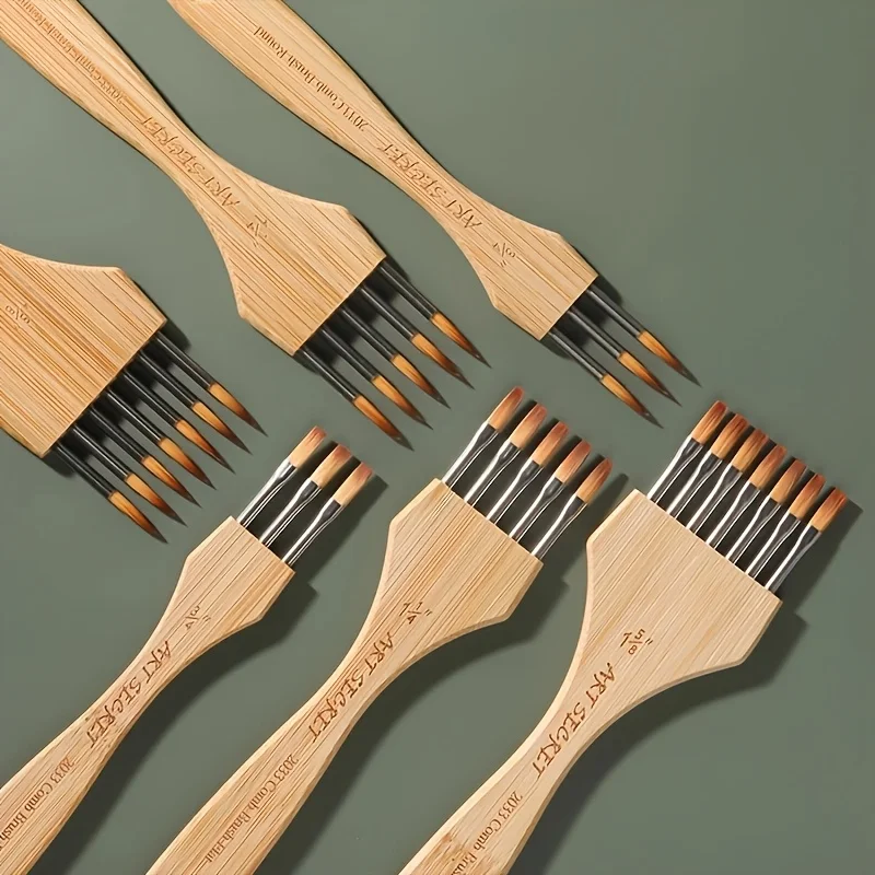 Профессиональный набор двойных золотых нейлоновых кистей из трех предметов с многозубыми акриловыми щетинами и эргономичной нескользящей ручкой. Товары для хоббистов.
Профессиональный набор двойных золотых нейлоновых кистей из трех предметов с многозубыми акриловыми щетинами и эргономичной нескользящей ручкой. Товары для хоббистов.