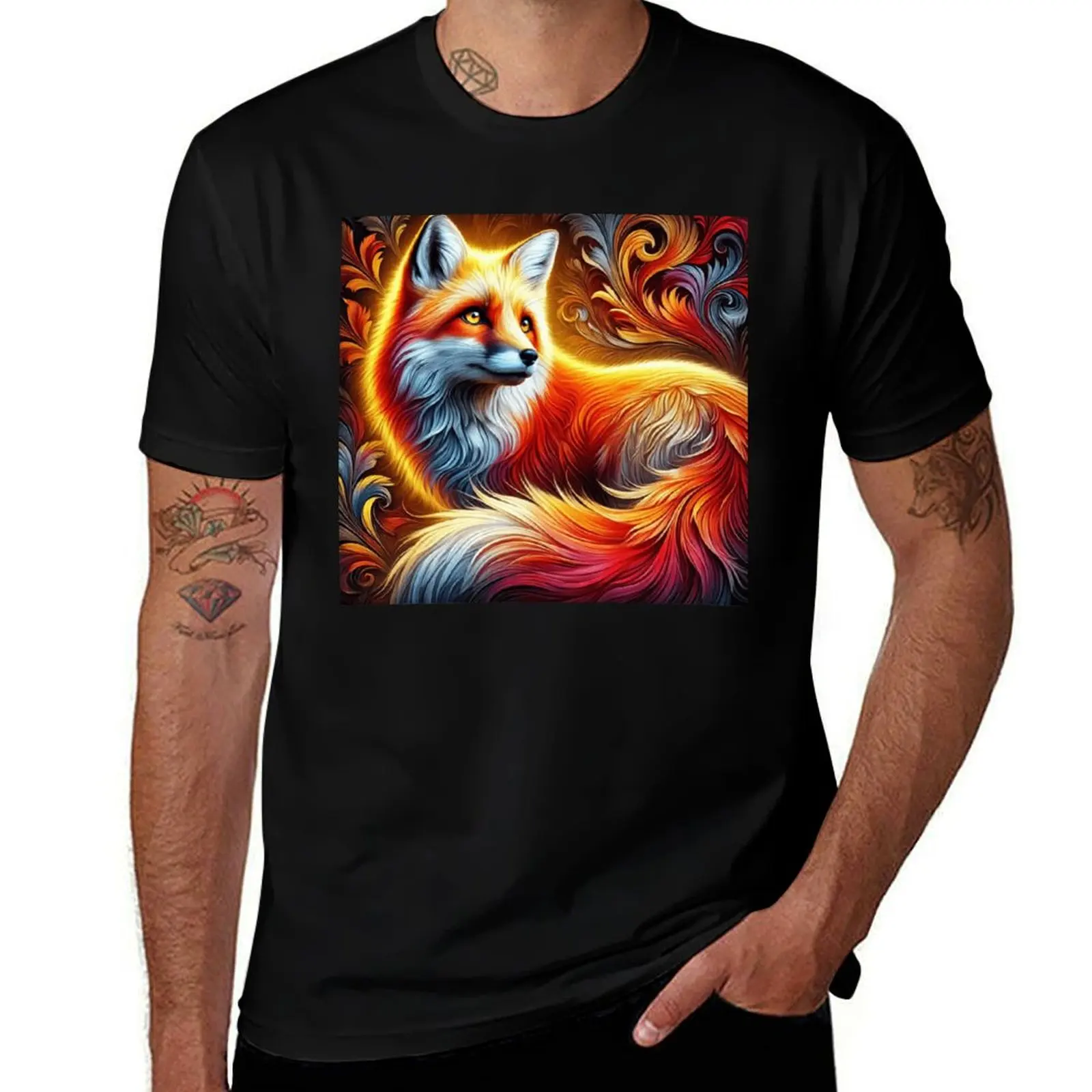 Radiant Fox in Colorful Swirls T-Shirt t shirt man plain t shirts for man graphic funny
Radiant Fox in Colorful Swirls T-Shirt t shirt man plain t shirts for man graphic funny
