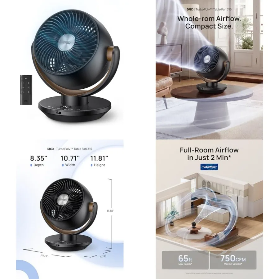 Fan for Bedroom, Desk Air Circulator Fan with Remote, 11 Inch Table Fans for Whole Room, 65Feet Powerful Airflow, 120° Vertical
Fan for Bedroom, Desk Air Circulator Fan with Remote, 11 Inch Table Fans for Whole Room, 65Feet Powerful Airflow, 120° Vertical