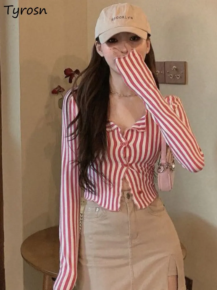 Shirts Women Striped Design Fashion Simple Slim Leisure Sexy All-match Vintage Spring Sweet V-neck Korean Style Ladies Daily New
Shirts Women Striped Design Fashion Simple Slim Leisure Sexy All-match Vintage Spring Sweet V-neck Korean Style Ladies Daily New