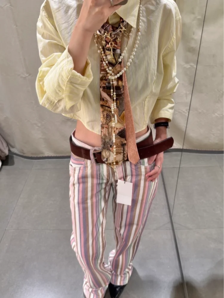 All-Match Denim Striped Women's Pants Pockets Low Waist Button Lady Straight Trousers 2026 Summer Autumn Fashion Female Wear
All-Match Denim Striped Women's Pants Pockets Low Waist Button Lady Straight Trousers 2026 Summer Autumn Fashion Female Wear