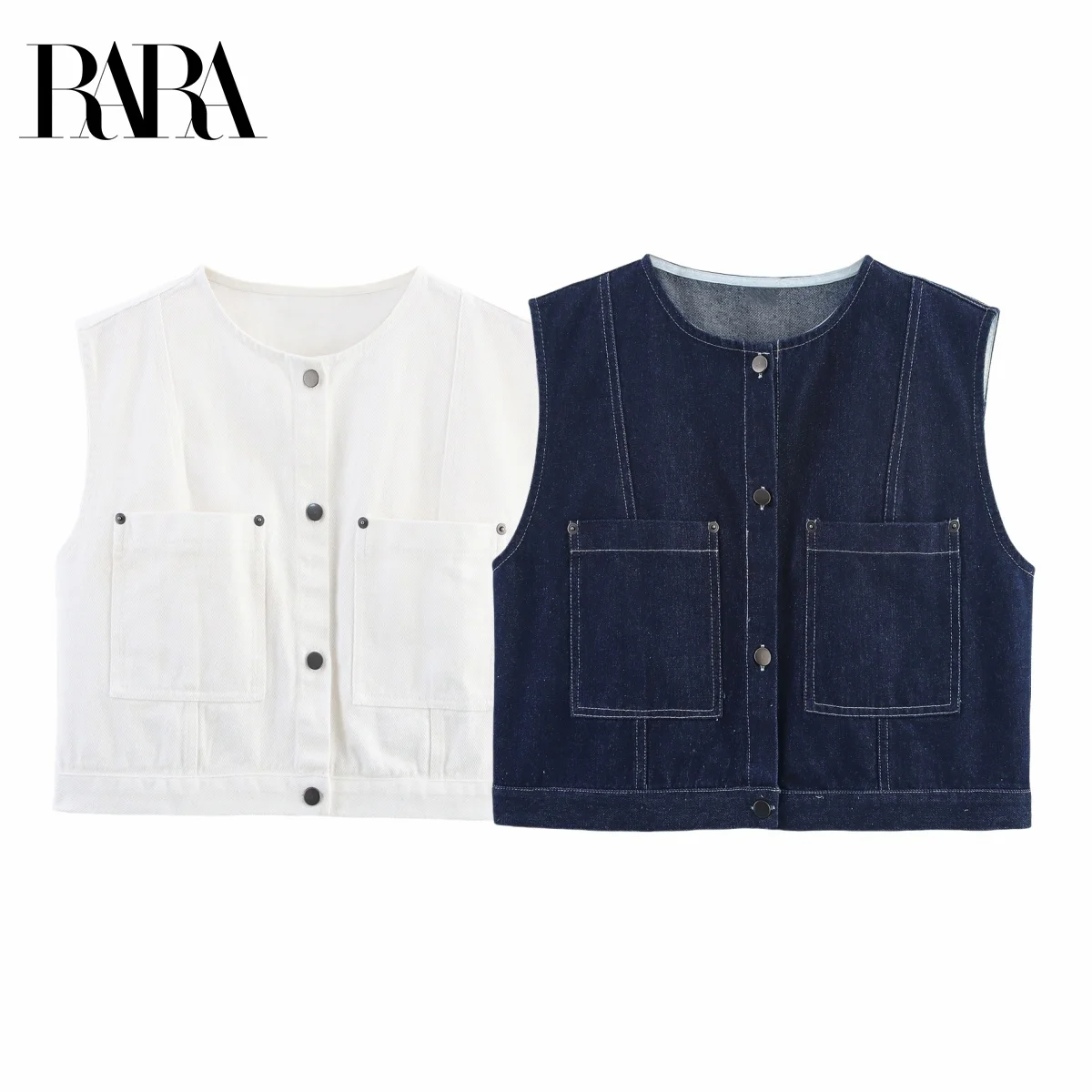 RARA Women's Summer New Contrast Stitch Decorated Casual Loose Fashion Crew Neck Sleeveless Denim Vest
RARA Women's Summer New Contrast Stitch Decorated Casual Loose Fashion Crew Neck Sleeveless Denim Vest