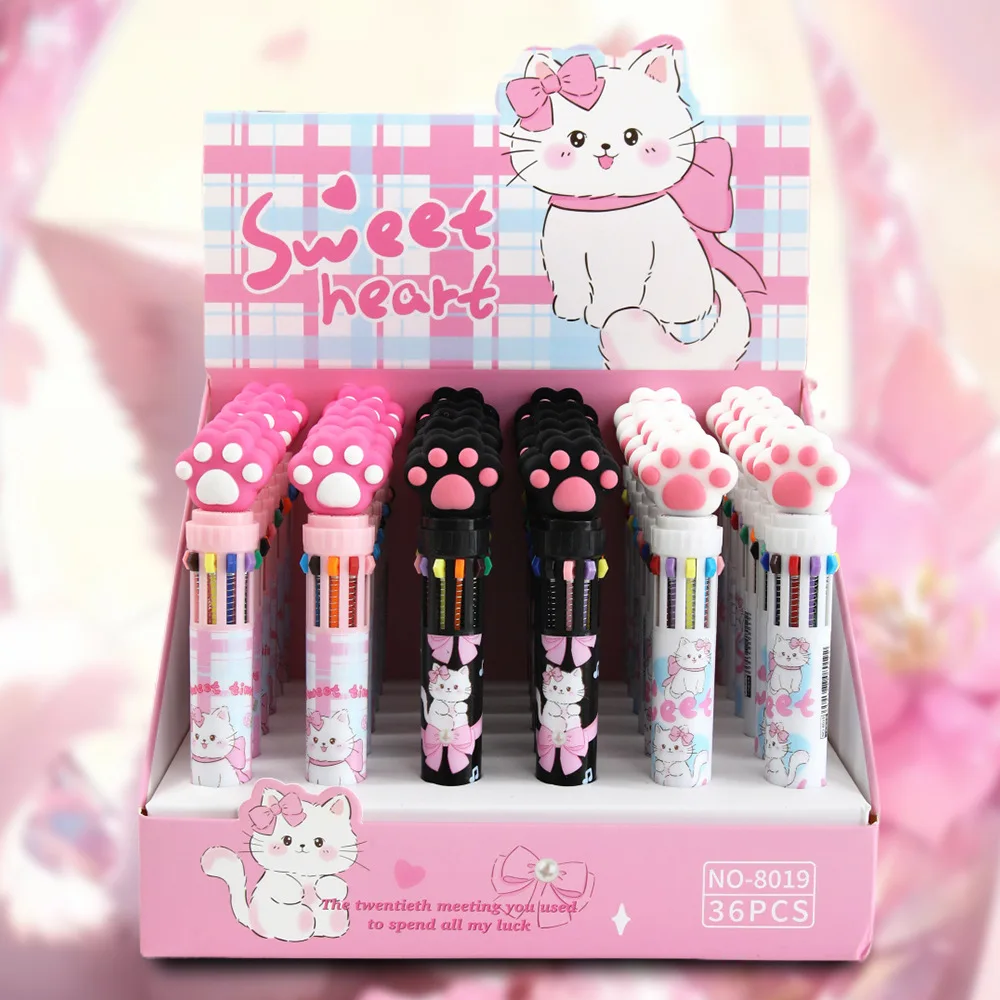 36pcs Sweet Heart Cat Paw 10 Colors Multicolor Ballpoint Pen Aesthetic Pink Ballpoint Pen For Office School Study Stationery
36pcs Sweet Heart Cat Paw 10 Colors Multicolor Ballpoint Pen Aesthetic Pink Ballpoint Pen For Office School Study Stationery