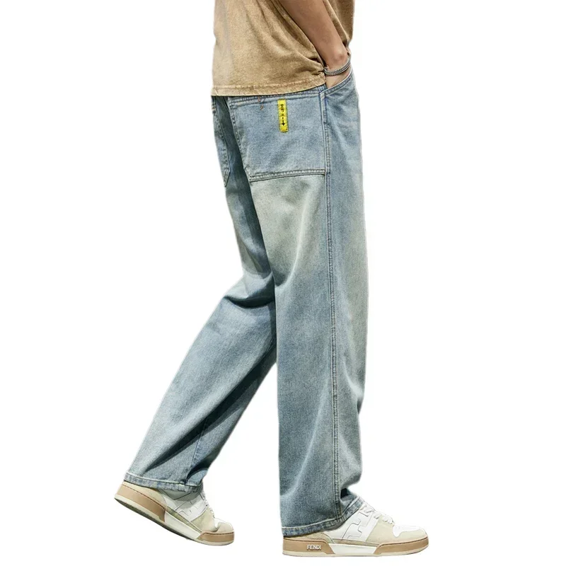 Wide Leg Jeans for Men's Summer Straight Leg Loose Blue Denim Pants for Street Clothing Fashion Pockets for Men's Clothing
Wide Leg Jeans for Men's Summer Straight Leg Loose Blue Denim Pants for Street Clothing Fashion Pockets for Men's Clothing