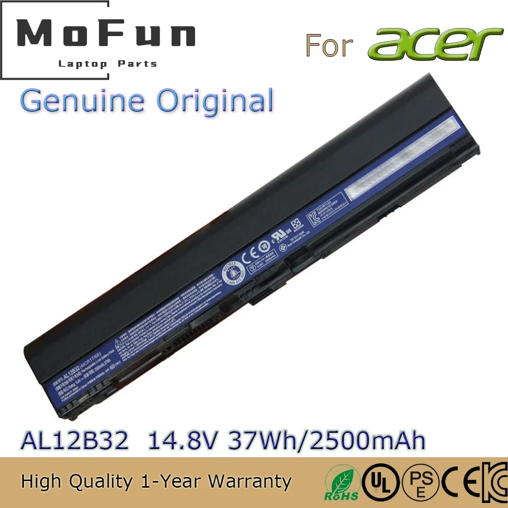 Brand New Original AL12B32 14.8V 2500mAh Laptop Battery for Acer TravelMate Aspire One 756 725 V5-131 V5-171 C710 AL12A31 etc.
Brand New Original AL12B32 14.8V 2500mAh Laptop Battery for Acer TravelMate Aspire One 756 725 V5-131 V5-171 C710 AL12A31 etc.