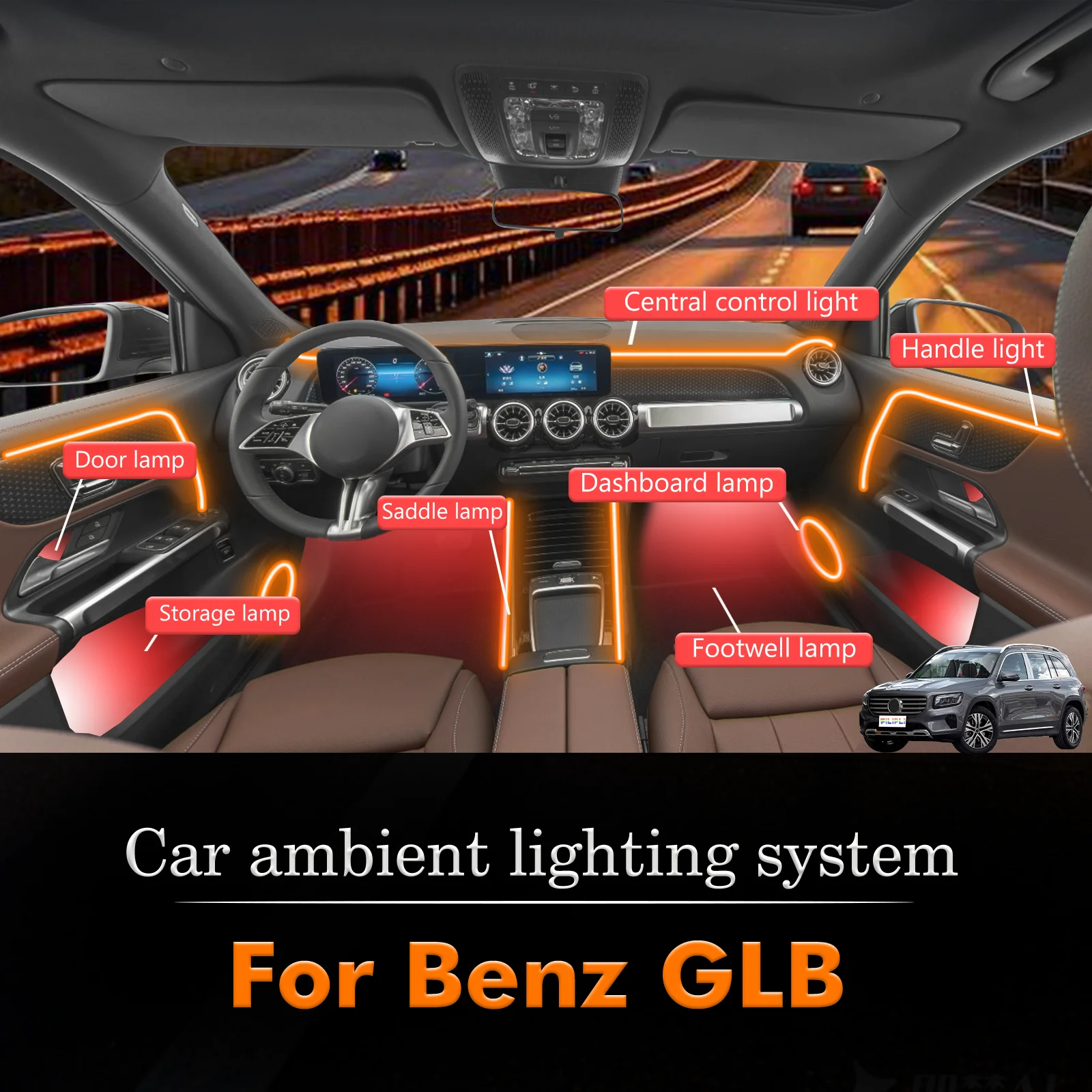 For Benz GLB Smart Remote Control RGB 64 Colors LED Car Interior Ambient Light Energy Saving Efficient Lamp Kit
For Benz GLB Smart Remote Control RGB 64 Colors LED Car Interior Ambient Light Energy Saving Efficient Lamp Kit