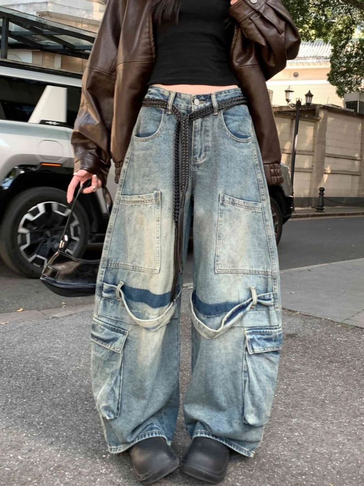 Уличная одежда в американском стиле ретро Y2K 2022, потертые синие мешковатые женские джинсы-карго, брюки для женской одежды, свободные джинсовые брюки с широкими штанинами
Уличная одежда в американском стиле ретро Y2K 2022, потертые синие мешковатые женские джинсы-карго, брюки для женской одежды, свободные джинсовые брюки с широкими штанинами