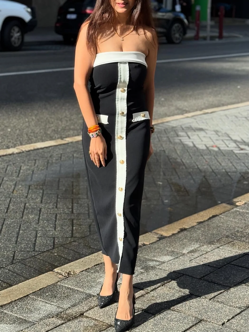 Elegant Black Strapless Sleeveless Backless Long Dress for Women Summer Fashion Buttons Decor Slim Fit Female Dress 
Elegant Black Strapless Sleeveless Backless Long Dress for Women Summer Fashion Buttons Decor Slim Fit Female Dress