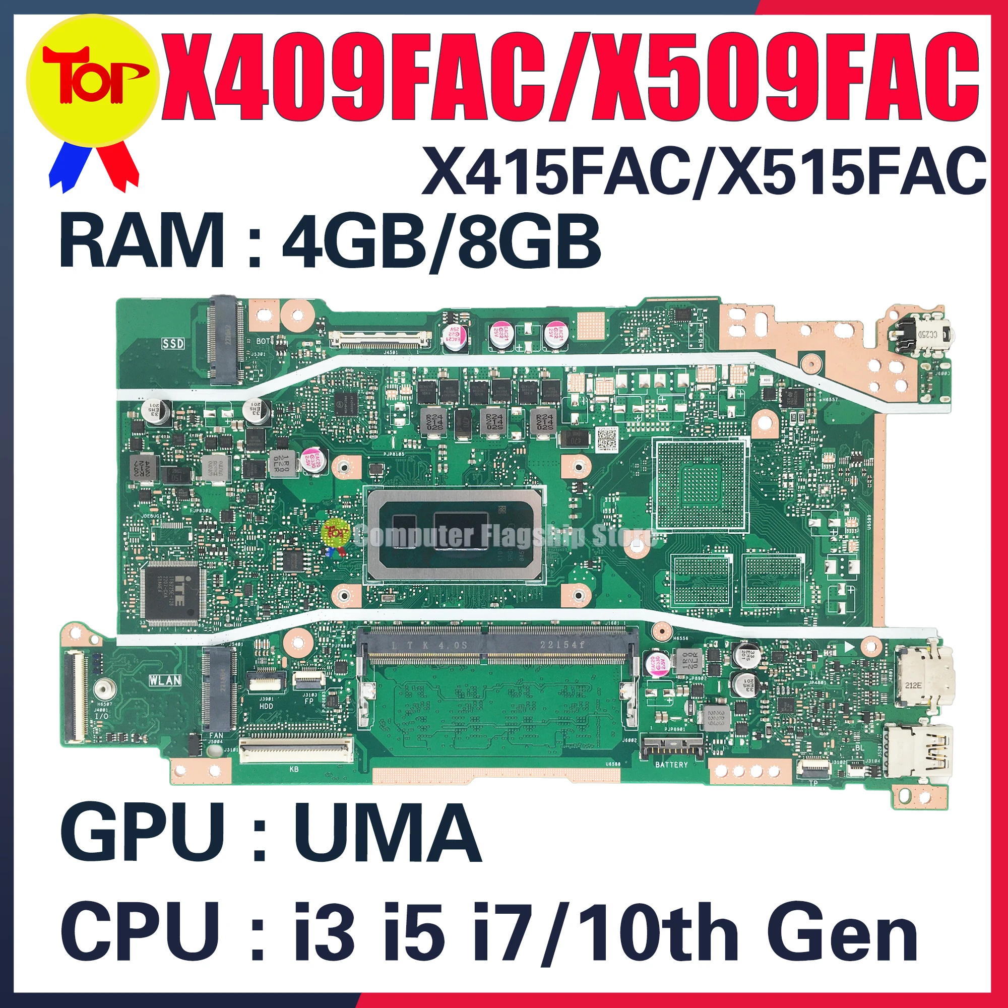 X509F Laptop Motherboard For ASUS X509FAC X509FA X415FAC X515FAC X415FA X515FA I3 I5 I7 10TH GEN 4G/8G UMA Mainboard
X509F Laptop Motherboard For ASUS X509FAC X509FA X415FAC X515FAC X415FA X515FA I3 I5 I7 10TH GEN 4G/8G UMA Mainboard