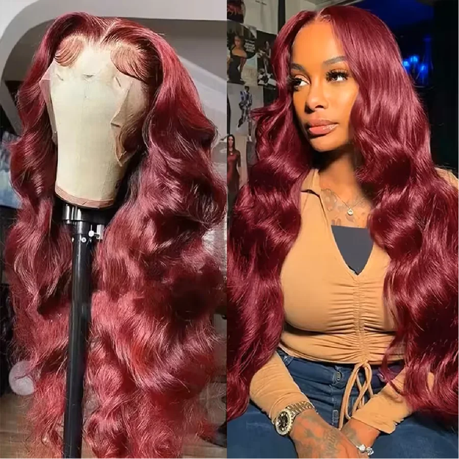 99j burgundy 13x6 Lace Front Human Hair 200 Density Body Wave 13x4 36 Inch Red Colored Lace Frontal Wigs Brazilian For Women
99j burgundy 13x6 Lace Front Human Hair 200 Density Body Wave 13x4 36 Inch Red Colored Lace Frontal Wigs Brazilian For Women