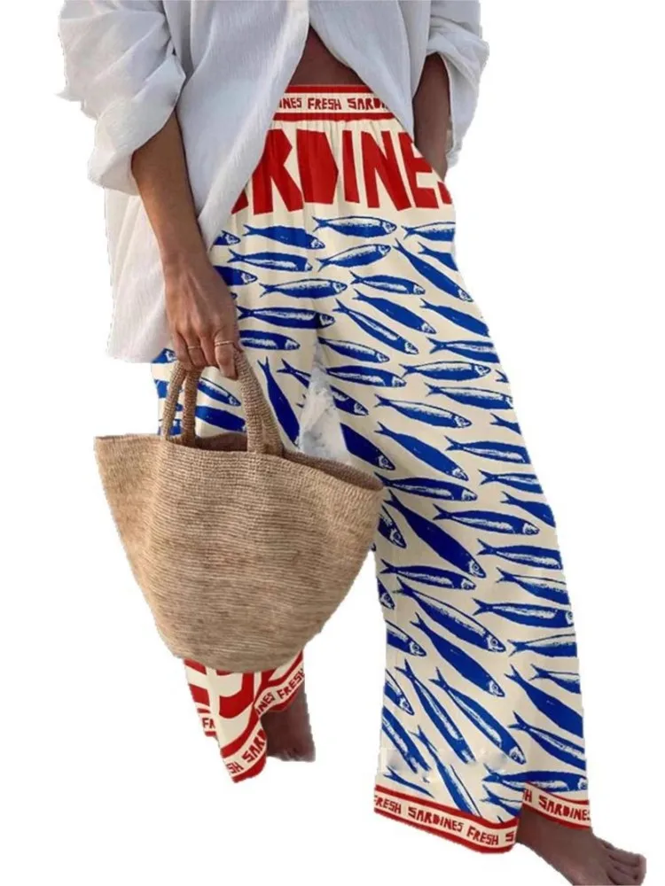 Spring Summer Casual Trousers Loose Sports Wide-leg Pants Women Vintage Print Beach Party Holiday Casual Long Pant Women Clothes
Spring Summer Casual Trousers Loose Sports Wide-leg Pants Women Vintage Print Beach Party Holiday Casual Long Pant Women Clothes