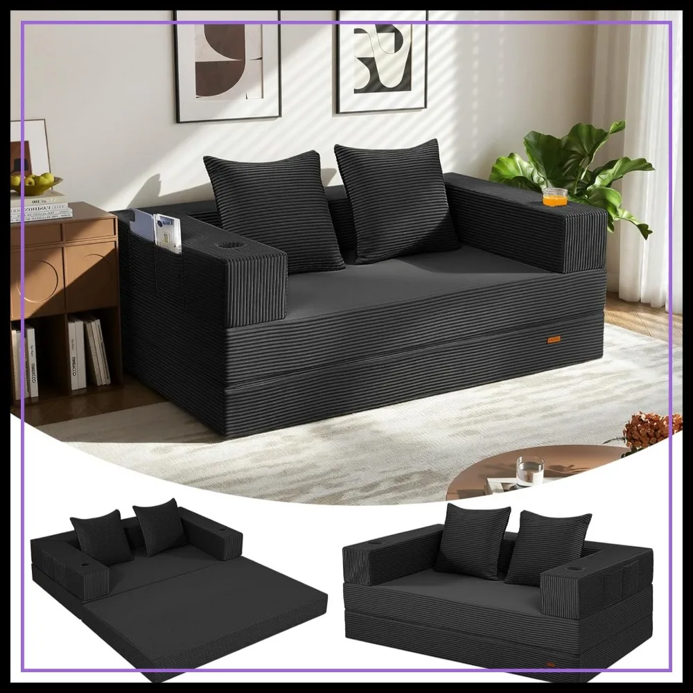 4-in-1 Convertible Sofa Bed, Folding Floor Couch for Small Spaces, Black
4-in-1 Convertible Sofa Bed, Folding Floor Couch for Small Spaces, Black